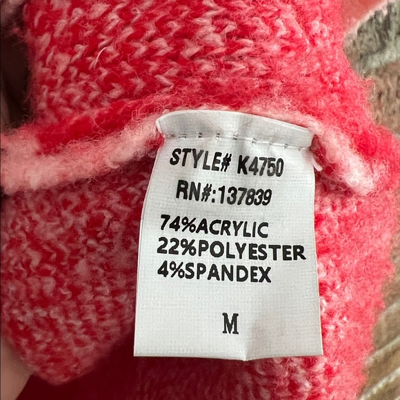 Luna Ivy Pink and Red Heart sequined Women's Sweater size M - Picture 5 of 6